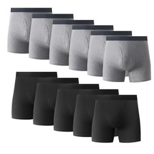 11PK Mens Cotton Boxer Briefs With Fly Underwear Bulk Size Medium Large M XL XXL