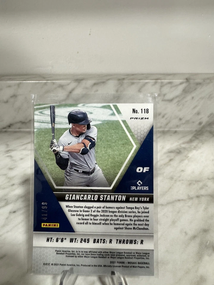 2021 Panini Mosaic - Blue Mosaic #118 Giancarlo Stanton /99 - Image 2 of 2