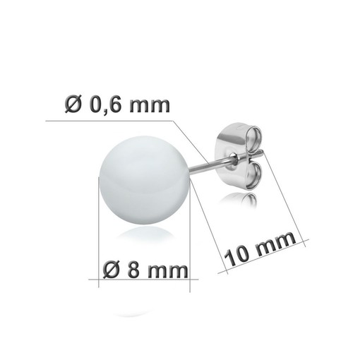 1 Paar elegante Keramik Ohrstecker weiß Perlenoptik Damen Ceramic Ohrringe rund - Bild 3 von 4