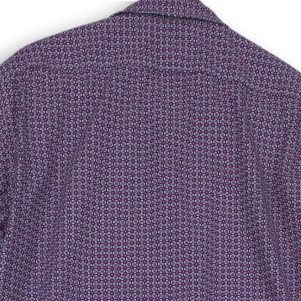 Cremieux Mens Purple Printed Cotton Short Sleeve ButtonUp Shirt Size