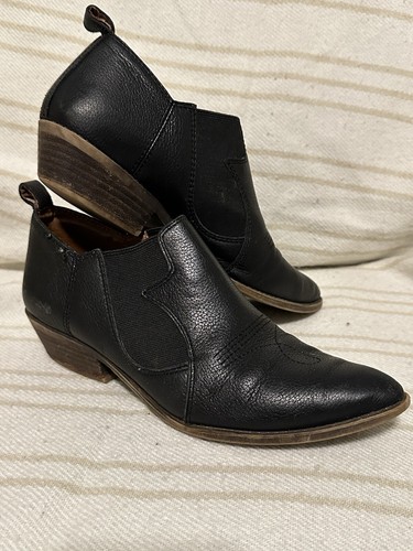 lucky brand Women’s Booties Size 7.5M Black Leather Show Signs Of Wear Inside