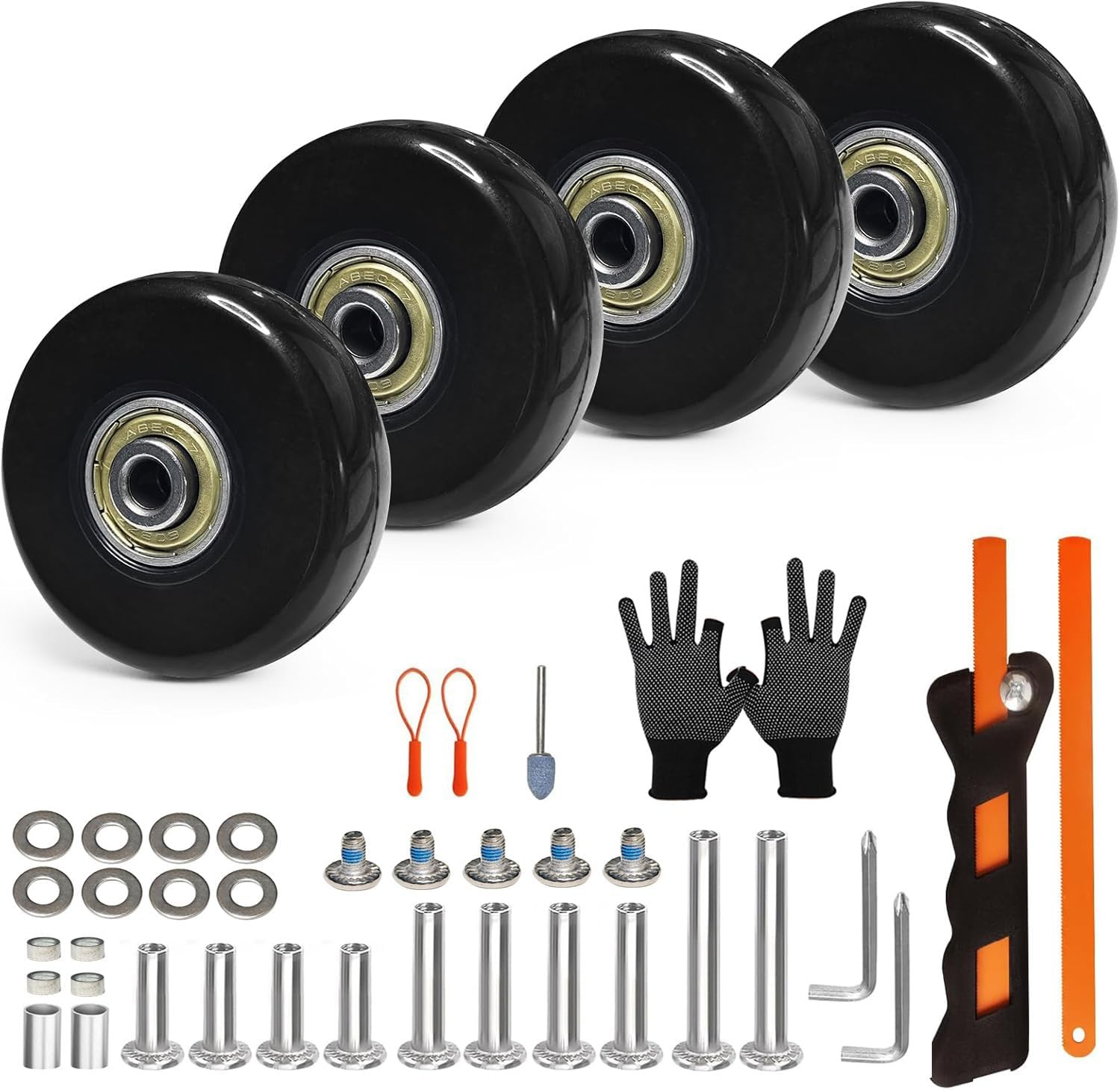 Luggage Wheels Replacement Kit 4PC Dia 1.8In/45Mm Thick 0.71In/18Mm PU Wheels wi-image