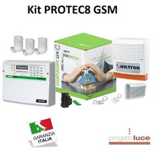  Kit Antifurto Casa Allarme CIA HILTRON PROTEC8 GSMP Pir Combinatore GSM Sirena