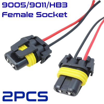 #ad 2x 9005 HB3 9011 Female Connector Headlight High Beam Wire Harness Cable Pigtail $9.99