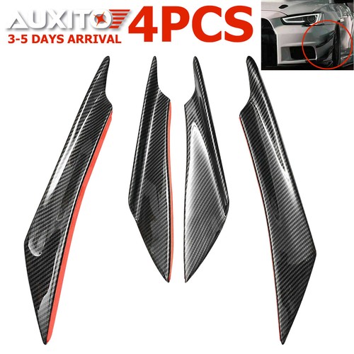 4pcs Carbon Fiber Car Bumper Fin Canard Splitter Diffuser Valence Spoiler Lip - 第 1/7 張圖片