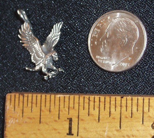 STERLING SILVER 1" x 3/4" FLYING/LANDING EAGLE CHARM - MADE IN THE U.S.A. - Picture 2 of 11