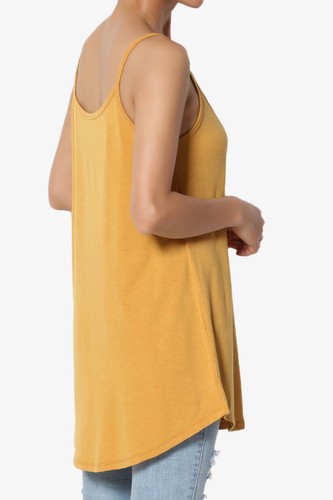 TheMogan Women's Scoop V Neck Stretch Draped Jersey Flared Camisole Tunic Top - Picture 174 of 302