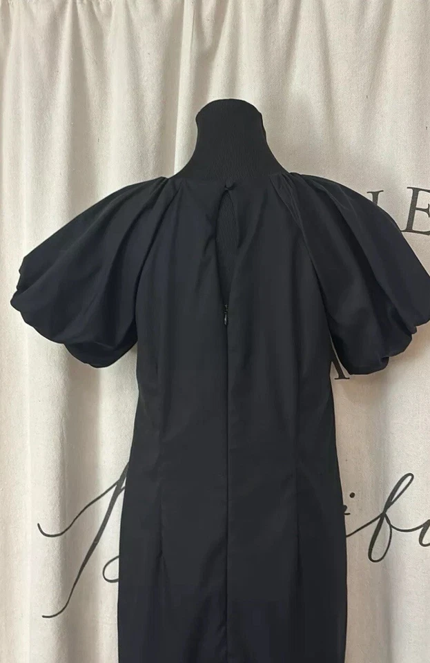 Vestido negro Marc New York Balloon Puff manga corta forro verde talla 6 Foto 4 de 4