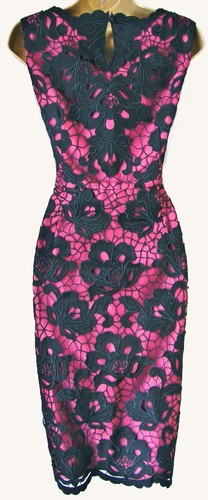 MONSOON ✩ STUNNING CHERYL BLACK & PINK LACE SEQUIN COCKTAIL DRESS ~ UK 12 NEW - Picture 4 of 4