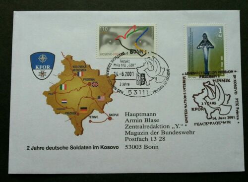 [SJ] Kosovo Germany Interim Administration 2001 Eye Bird Peace (FDC) *dual PMK - Picture 1 of 5