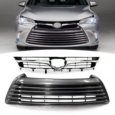ZXMT Front Upper Bumper Grille For 2015-2017 Toyota Camry SE/XLE – Chrome Black, ABS Plastic