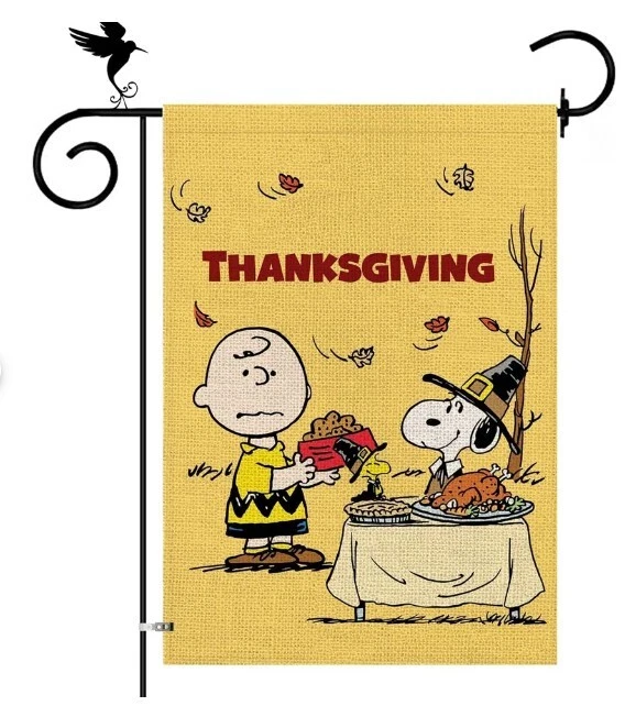 Peanuts Thanksgiving Garden Flag 12"x18" Fall Snoopy And Charlie Brown
