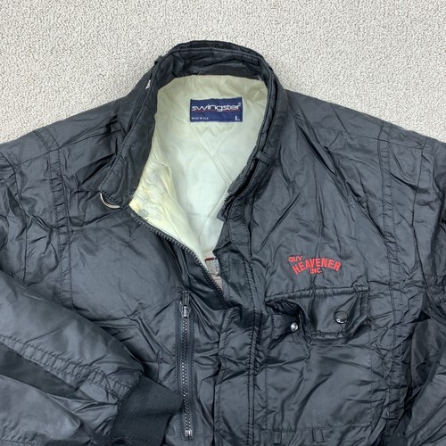 Vintage Swingster Guy Heavener Jacket Men's Large Black Graphic Trucking - Picture 3 of 11