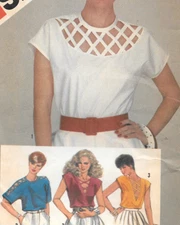 Vintage Pullover Peek a boo Tattoo Summer Tops Simplicity 6016 Miss Sz 14 UNCUT