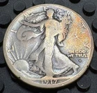 Key Date 1917-S Mint Mark on Obverse Walking Liberty 90% Silver Half Dollar