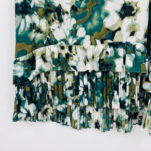 LOGO weiß grün Blumen Tunika Tank Top Plissee Rüschen Lori Goldstein 12 / M - Bild 2 von 16