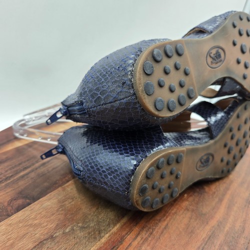Sofft Damen-Sandalen 8M blau Leder Schlange Gladiator Käfig Keilabsatz Reißverschluss offene Zehenpartie - Bild 10 von 12