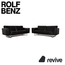 Rolf Benz 250 Leder Sofa Garnitur Schwarz Dreisitzer Sofa Couch