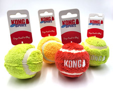 Kong Sport Softies Tennis Balls 4pk Md Tough Bouncy No Squeak Dog Fetch Toy 2.5"