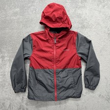 Eddie Bauer Jacket Youth Small 7-8 Red Hooded Windbreaker Full Zip Lightweight