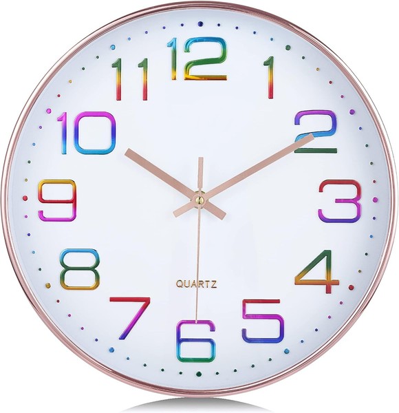 3D Ziffern Wanduhr Rosegold Lautlos 30Cm Modern Analog Deko FüR Wohnzimmer-image