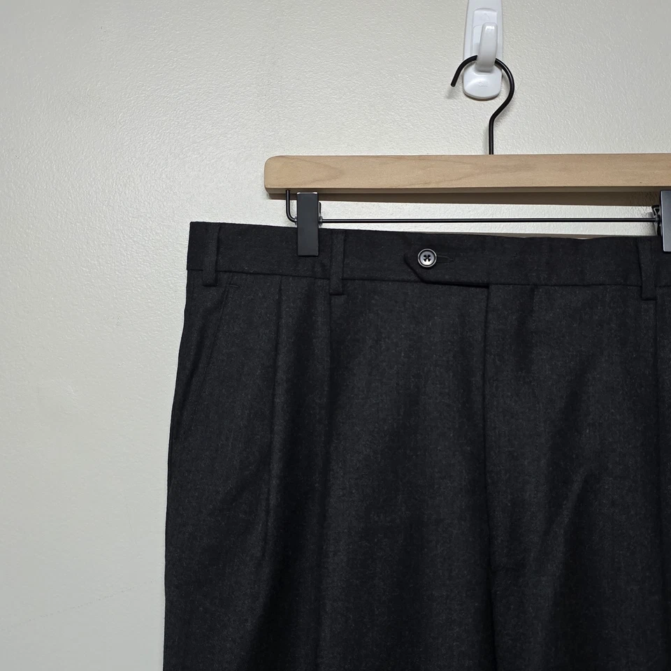 Enzo Mantovani Wool Cashmere Mens 36/30(28) Gray Dress Slacks Pleated Cuffed NWT - Image 2 of 4
