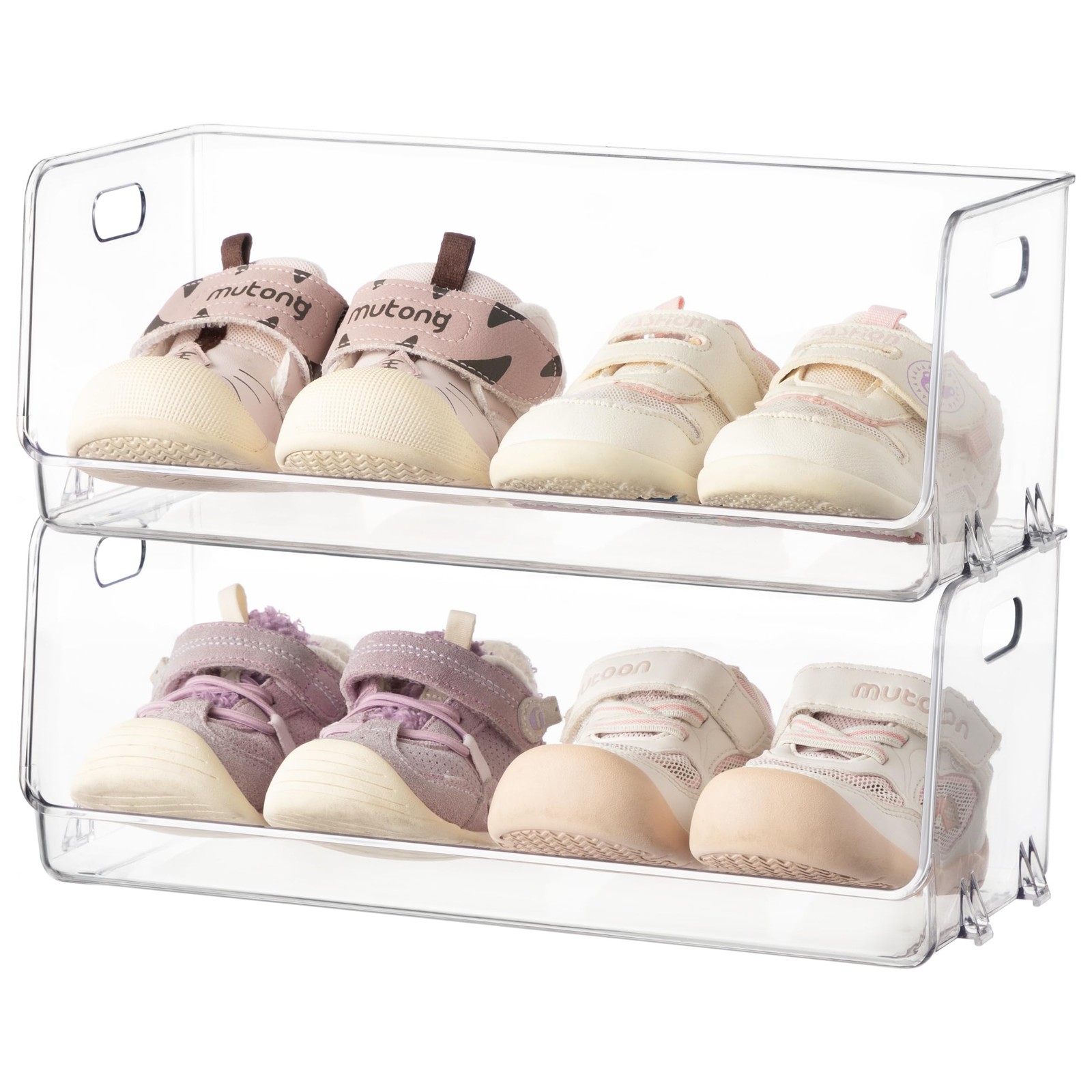 HBlife Clear Acrylic Kids Shoe Rack Baby Toddler Storage 2 Tier, 