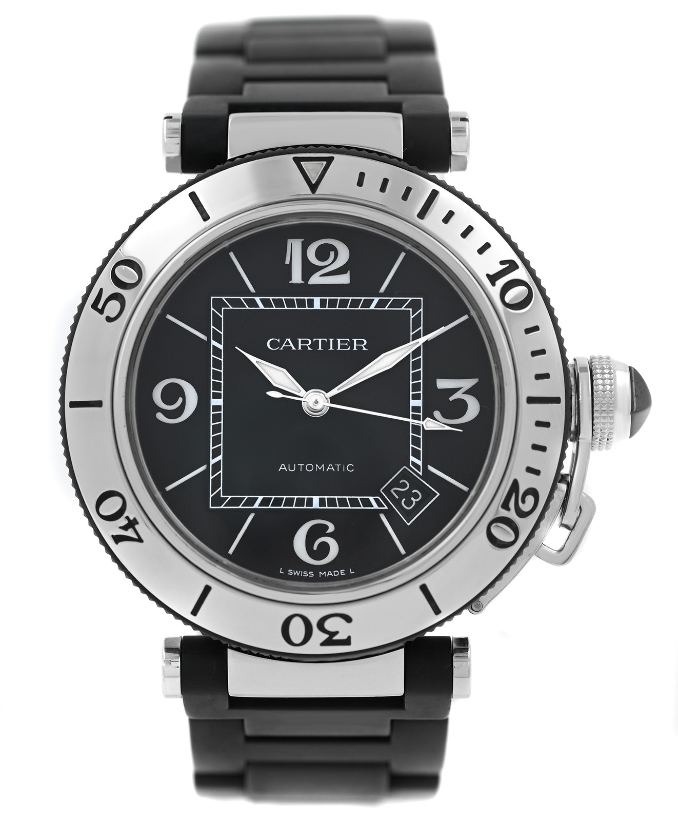 Cartier Pasha Seatimer 2790 Date Stainless Steel Rubber Cover 40MM Men Automatic