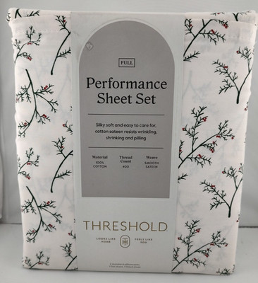 Full 400 Thread Holiday Performance Sheet Set Holly - Threshold 100 Cotton
