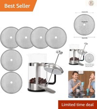 Reusable 4-Inch Stainless Steel French Press Filters - 6 Packs for Pure Brew