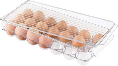 Clear Plastic Egg Holder for Fridge with Lid - 21 Egg Storage Container Organize