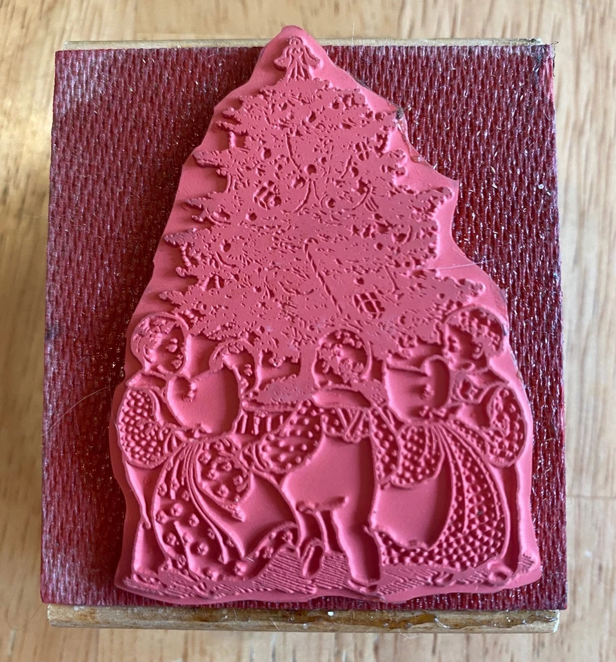 Sello de goma montado en madera para niños alrededor del árbol de Navidad sellos para niños NUEVO Foto 2 de 2