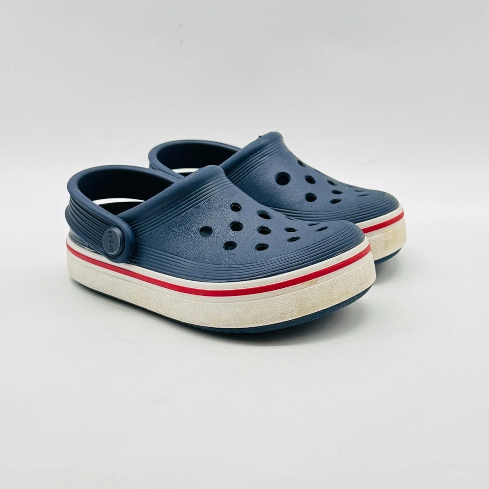 Crocs Niños 9c CrocBand C9 Azul Rojo Blanco Zuecos Mules Informal Cómodo Zapato Sin Cordones Foto 2 de 4