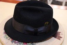 Mens Vintage Resistol Fedora Hat Kitten Finish Beaver 3X Sz 7 1/8 Black