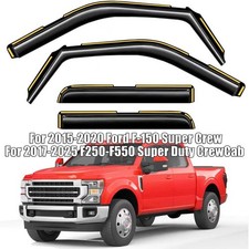 in-Channel Window Rain Guards For 2017-2025 Ford F250-F550 Super Duty Crew Cab