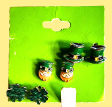 New with Tags St. Patrick's Day Lucky Leprechaun Stud Earrings Multicolor Enamel