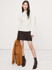 BANANA REPUBLIC Stretch-Cotton Puff-Sleeve Top NWT - XL Cream White 853561