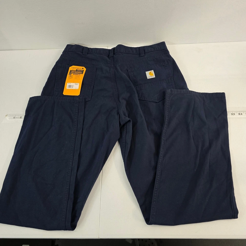 Carhartt Men's Rugged Flex Relaxed Fit Canvas 5 Pocket Work Pants 36x34 Navy - Image 2 of 4