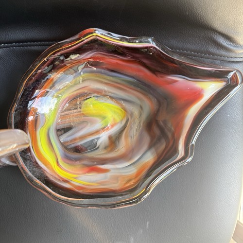 Murano Vintage MCM Glass Swan Bowl 12” - Beautiful Psychedelic Colorful! - Picture 5 of 10