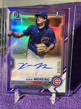 2021 Bowman Chrome Koen Moreno 1st Auto Chicago Cubs Purple Auto /250