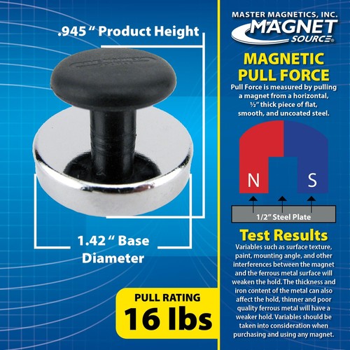 Runde Basismagnete mit Knopf - 1,43" Durchmesser, 0,98" Gesamthöhe mit 1" Durchmesser - Bild 4 von 6