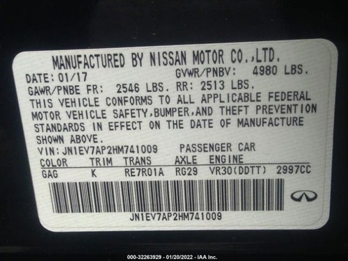 Differential Carrier Rear Axle 2.94 Ratio Fits 16-22 INFINITI Q50 1023774 - Picture 9 of 9