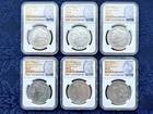 2021 Mint State 70 - Six Coin Set of 100th Anniversary Morgan and Peace Dollars.
