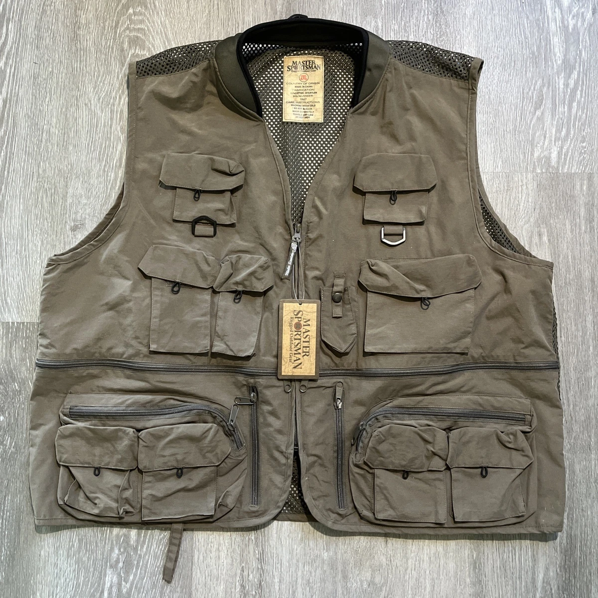 Gilet De Pêche Master Sportsman Rugged Gear, Kaki 2XL, Homme, Multitudes Poches