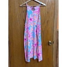 Lilly Pulitzer sz XXL Margot Swing Dress in Surf Blue Blooms halter-style