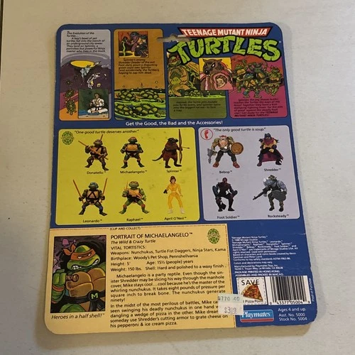 Tmnt Michelangelo Original Ninja Turtles Mike File Card Back 10 Back 1988
