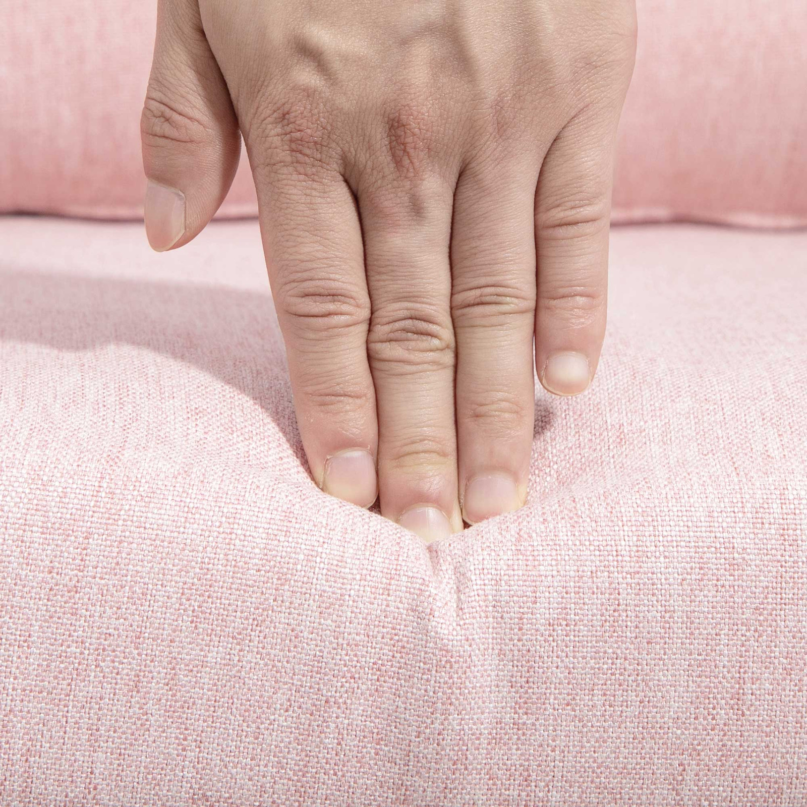 Pink Swivel Lounge Chair, 60x60x91cm, Linen & Steel, Adjustable Height, Retro