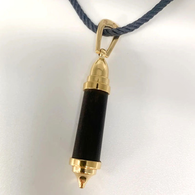 Vintage Chaumet Schwarz Holz 18k Gelbgold Kordel Halskette Anhänger mit Box