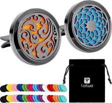 2 Pieces 316L Car Aromatherapy Oil Diffuser Air Freshener with 48 Felt Pad (Clou