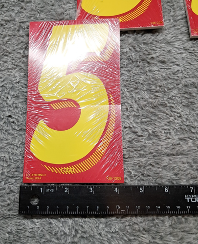 3 Pack Red Yellow Car dealer stickers windshield Vinyl Numbers Decals 7.5" #5 - Picture 3 of 3